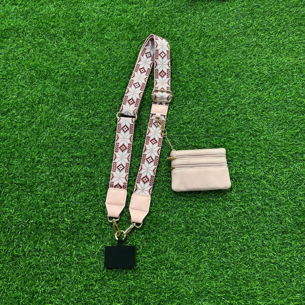 Personalized Custom Tether Patch Cell Phone Shoulder Strap Crossbody Mobile Phone Straps with Zipper Wallet Pouch