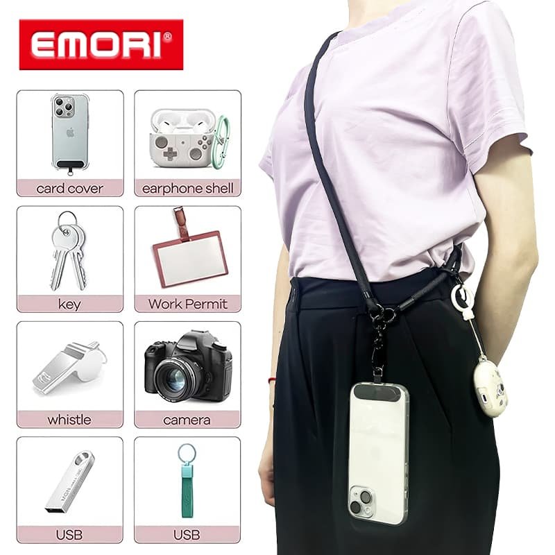 Custom Universal Long Cell Phone Neck Strap Lanyard Crossbody Polyester Nylon Tether Cord Phone Lanyard