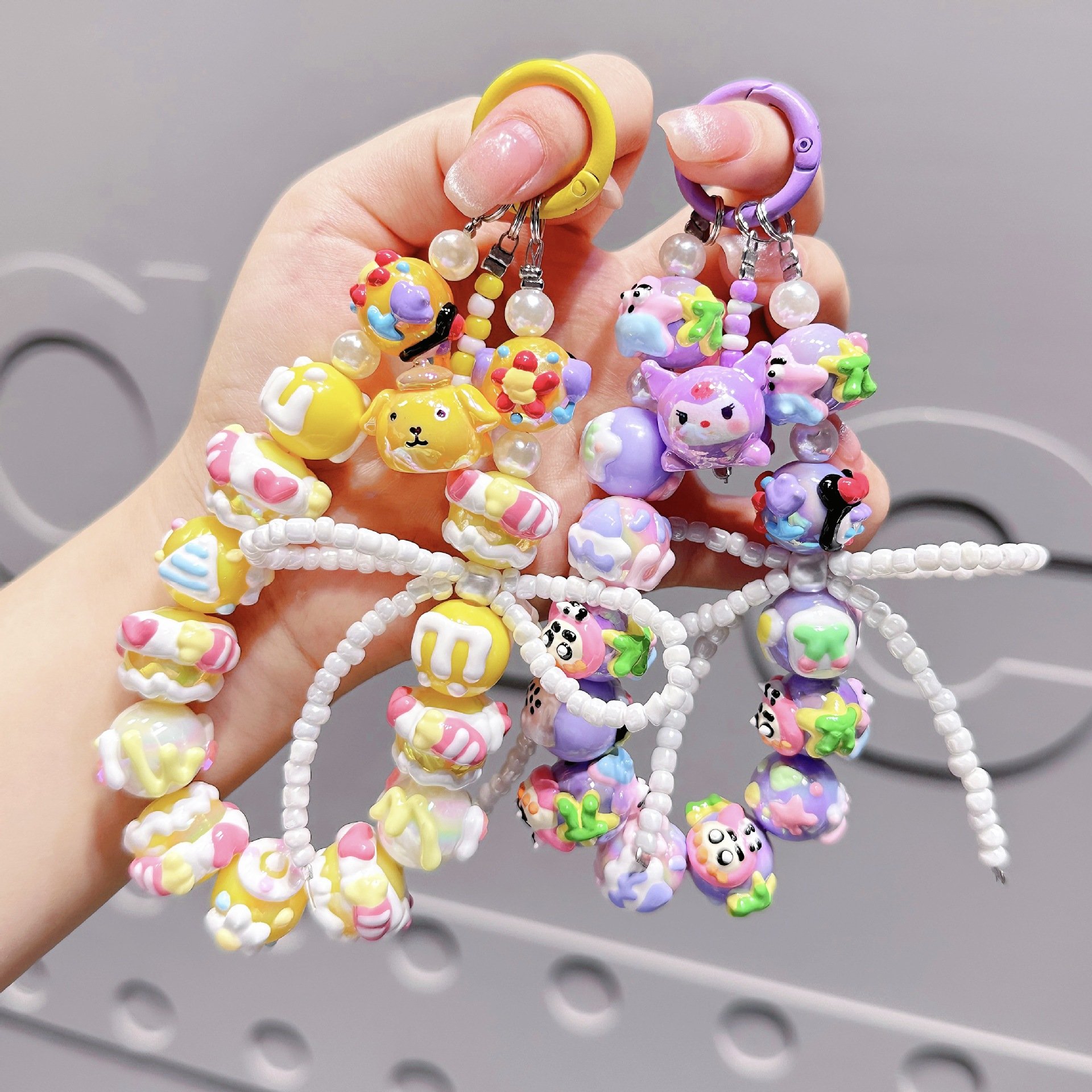 Decorative Bag Hanging Strap Wrist Lost Proof Beaded Necklace Pendant Key Chain Hand Painted Beaded Mobile Phone Chain