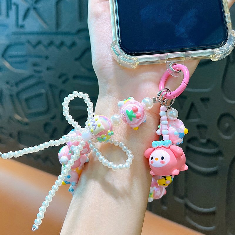 Decorative Bag Hanging Strap Wrist Lost Proof Beaded Necklace Pendant Key Chain Hand Painted Beaded Mobile Phone Chain