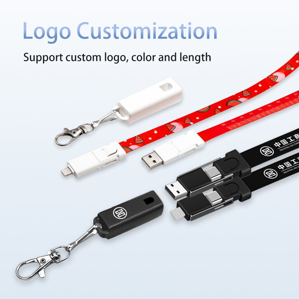New Custom Promotion Gift USB cable type-c Lanyard Neck Strap Charger Data electronic portable charger Cable