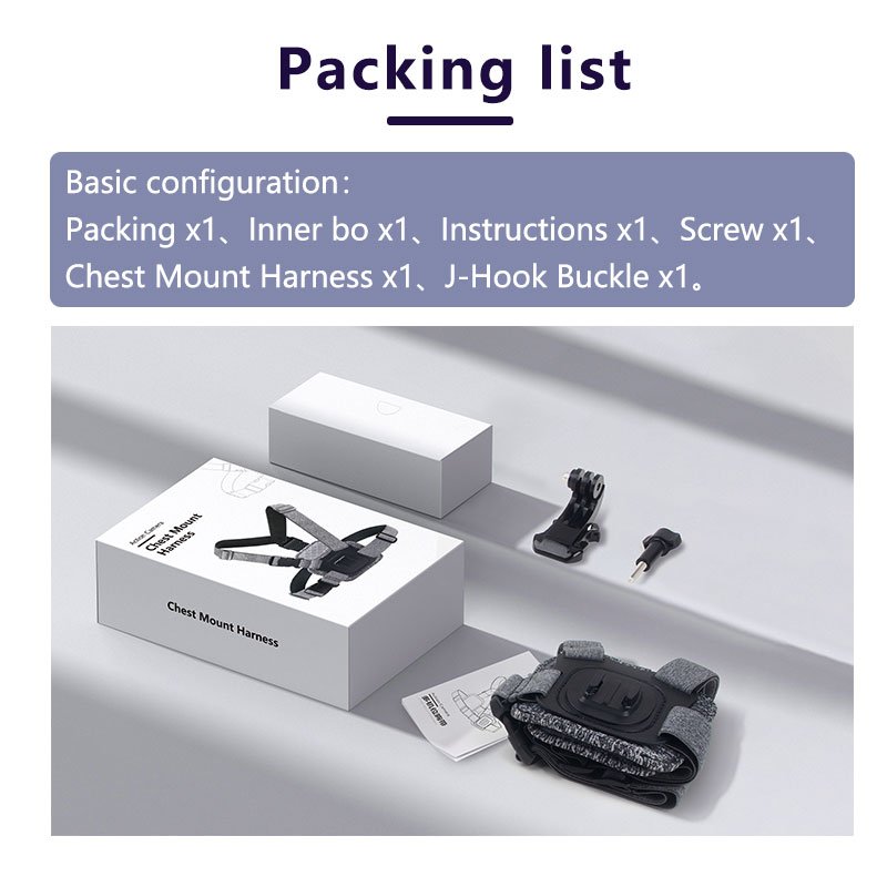 JUNNX Dual-position Mounts Adjustable Elastic Harness Chest Strap Mount for GoPros Hero 8/9/10/11 and DJI Osmo Action Camera