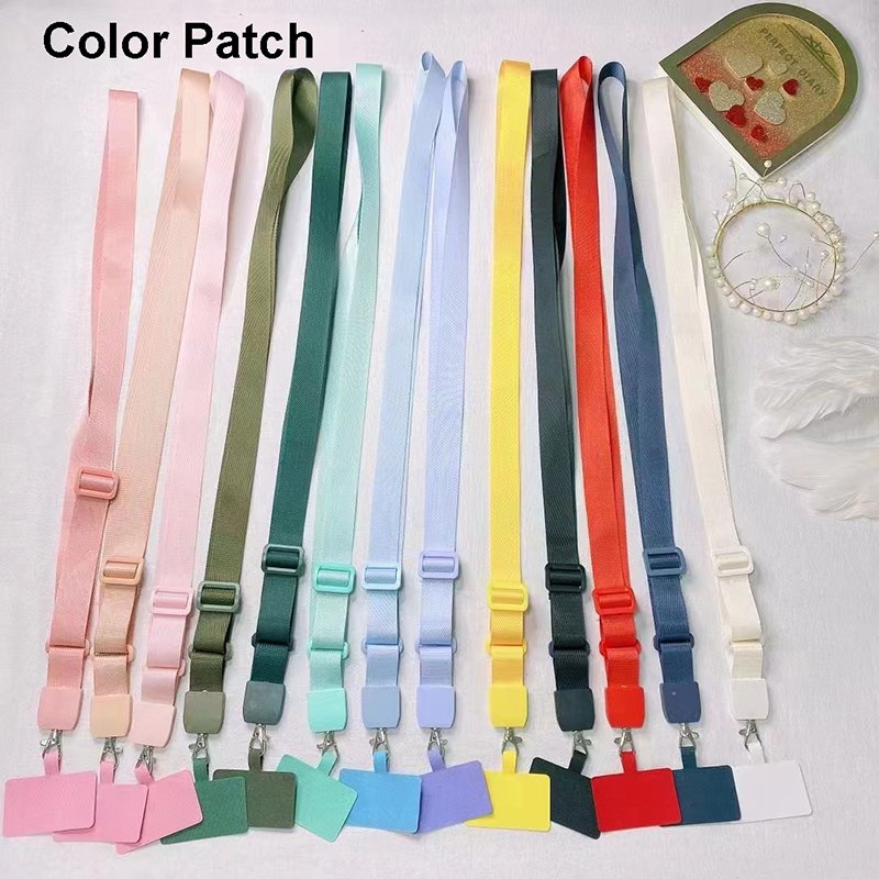 Mobile Phone Holder Crossbody Necklace Clear Color Logo Patch Adjustable Long Universal Cell Phone Strap Holder Phone Lanyard