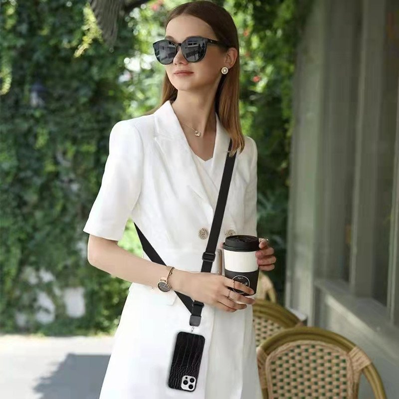Mobile Phone Holder Crossbody Necklace Clear Color Logo Patch Adjustable Long Universal Cell Phone Strap Holder Phone Lanyard