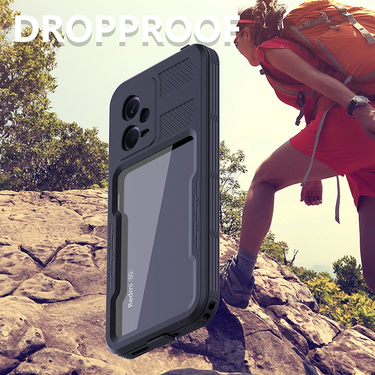 Waterproof Underwater Phone Case Shellbox Full Cover Rugged 2 Meters for Redmi Note 12 with Built-in PET Screen Protector Sports