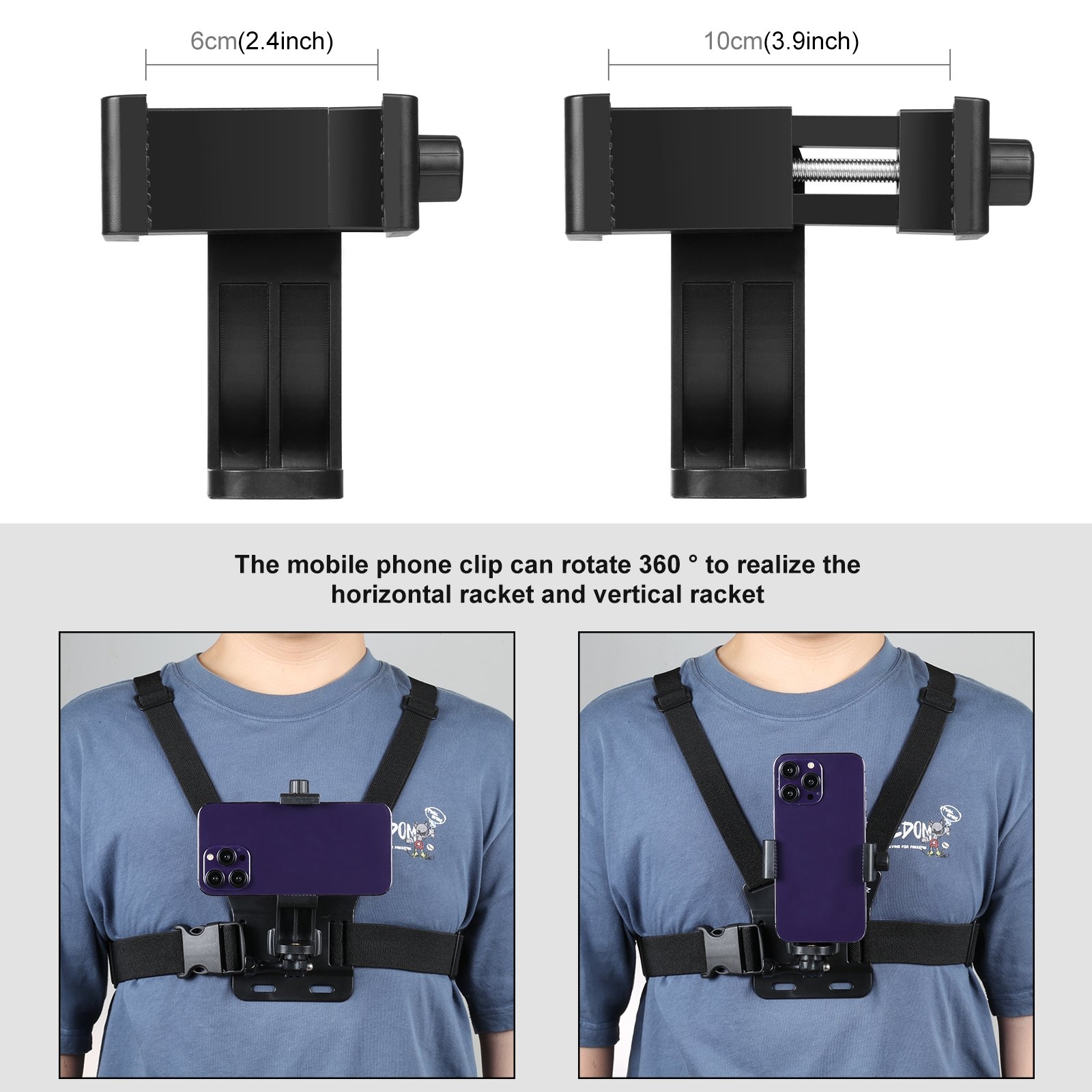 PULUZ 5 in 1 Adjustable Body Mount Belt Chest Strap Camera Belt with Phone Clamp for Mobile Phone Action Camera