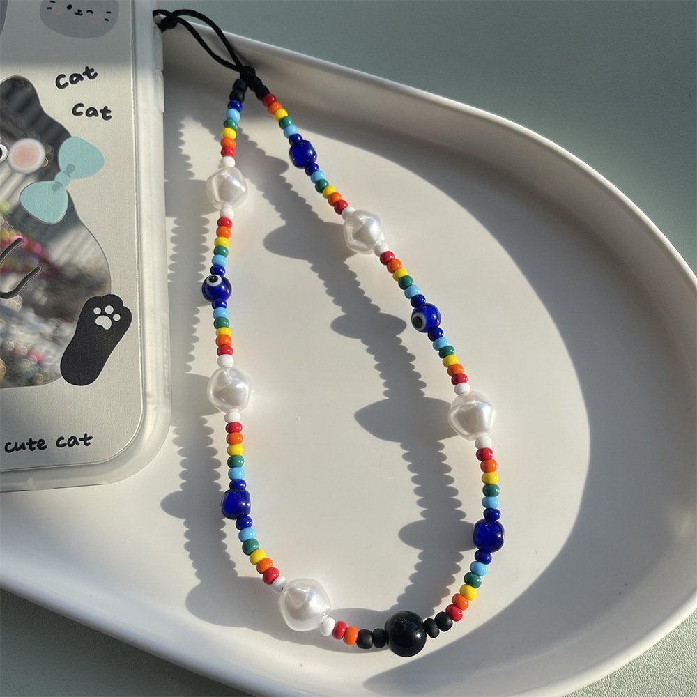 GSCASE Beautiful Mobile Cell Phone Wrist Straps Pearl Bracelet Chain for Samsung S23 Ultra Chain Straps
