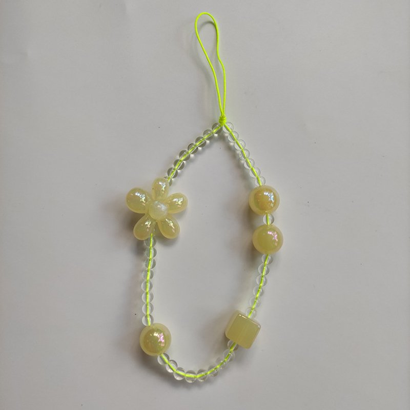 Fashion Handmade Flower Beaded Phone Lanyard Girls Wrist Strap Mobile Phone Charm Chain