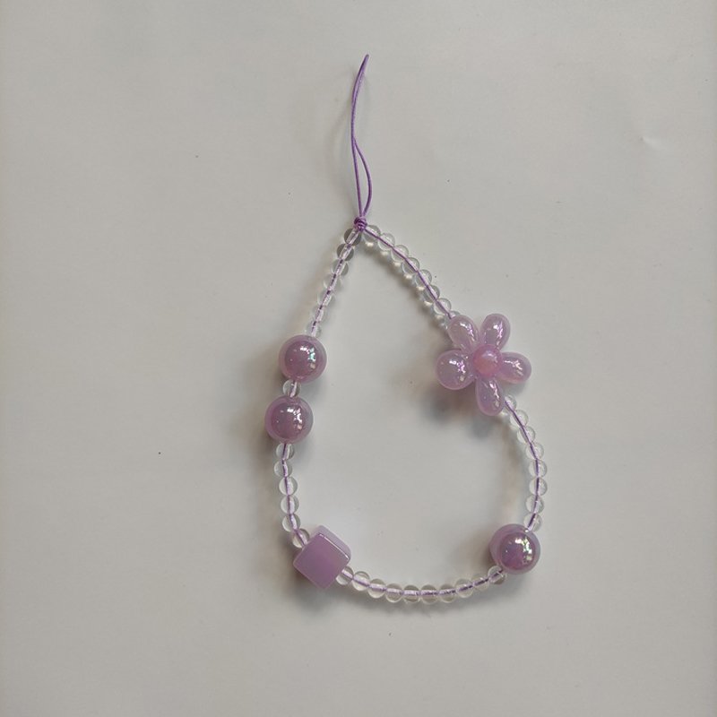Fashion Handmade Flower Beaded Phone Lanyard Girls Wrist Strap Mobile Phone Charm Chain
