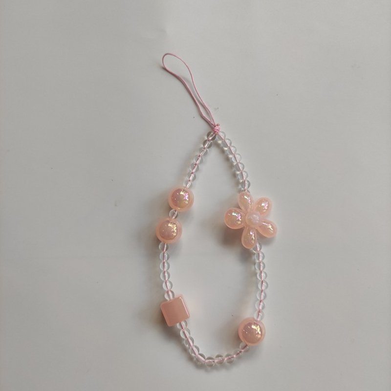 Fashion Handmade Flower Beaded Phone Lanyard Girls Wrist Strap Mobile Phone Charm Chain
