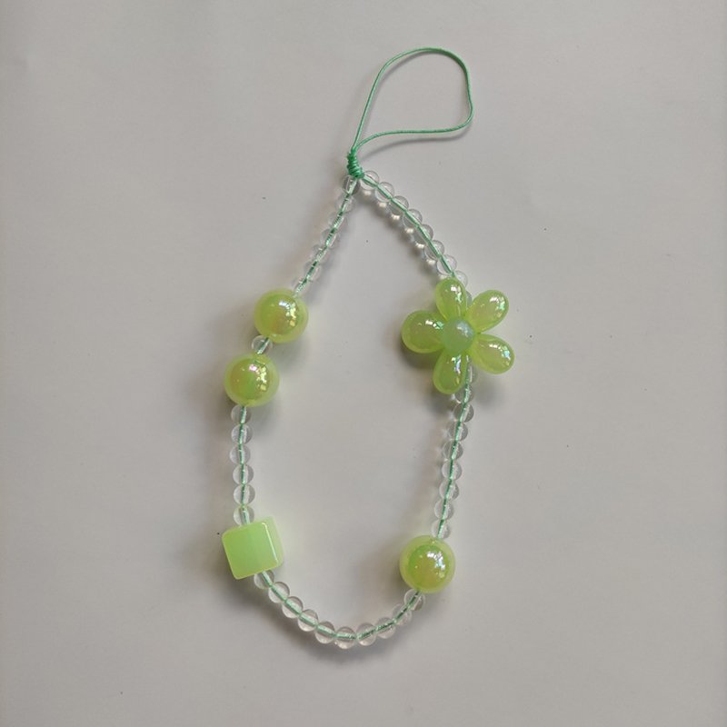 Fashion Handmade Flower Beaded Phone Lanyard Girls Wrist Strap Mobile Phone Charm Chain