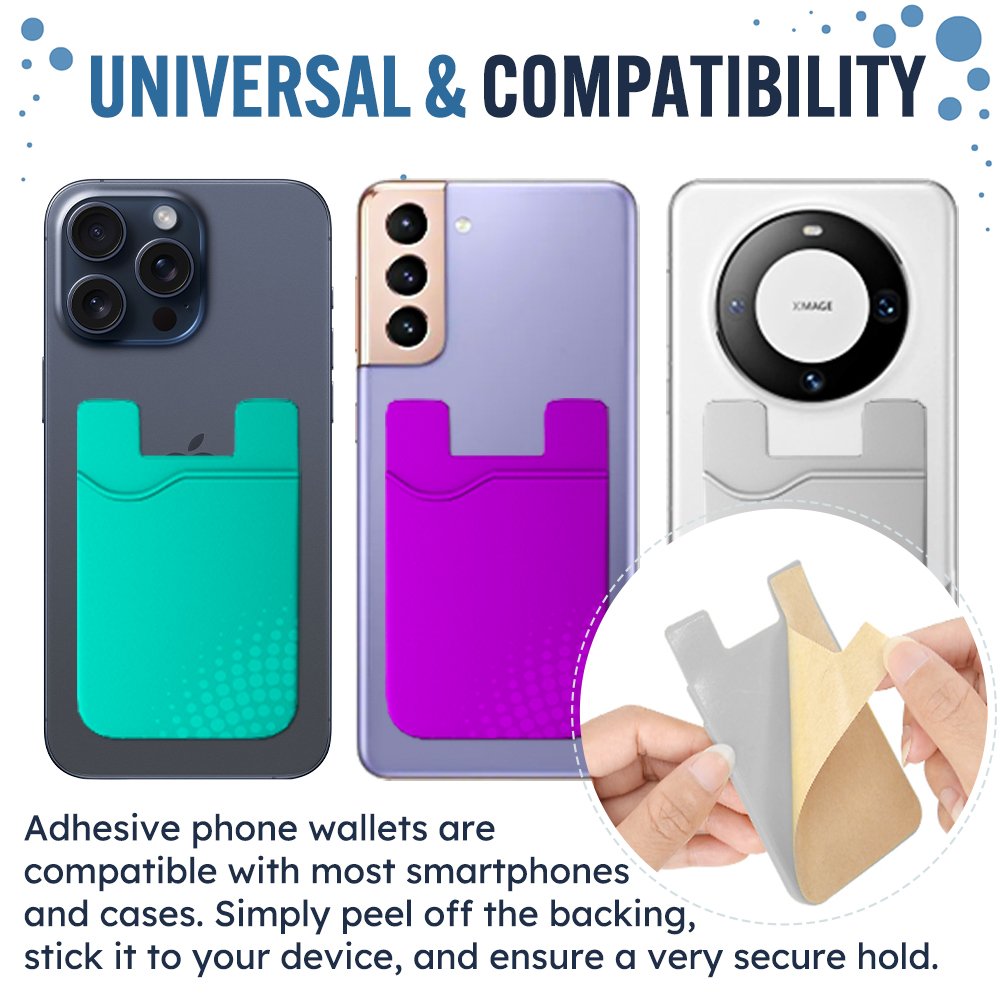 Phone Card Holder Silicone Phone Wallet Stick On Credit Card Holder Stretchy Card Holder For Back Of Phone