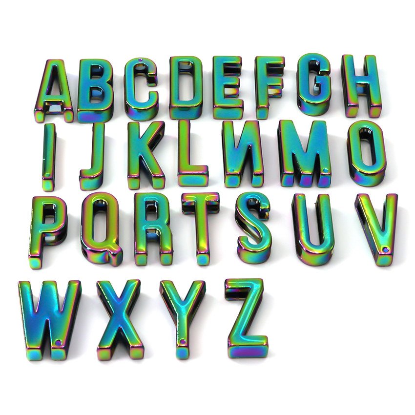Hot Selling Charms 26 Full English Metal Slide Letters Alphabet Zinc Alloy Jewelry Belt Buckle For Webbing