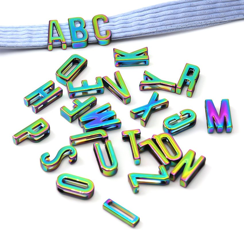 Hot Selling Charms 26 Full English Metal Slide Letters Alphabet Zinc Alloy Jewelry Belt Buckle For Webbing