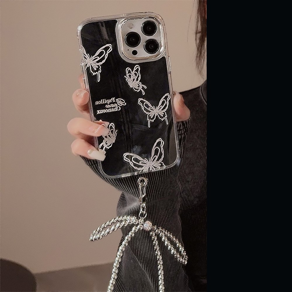 Top Seller New Designs Butterfly Shell Mobile Phone Case For Girls For Iphone 11 12 13 14 pro max With Chain