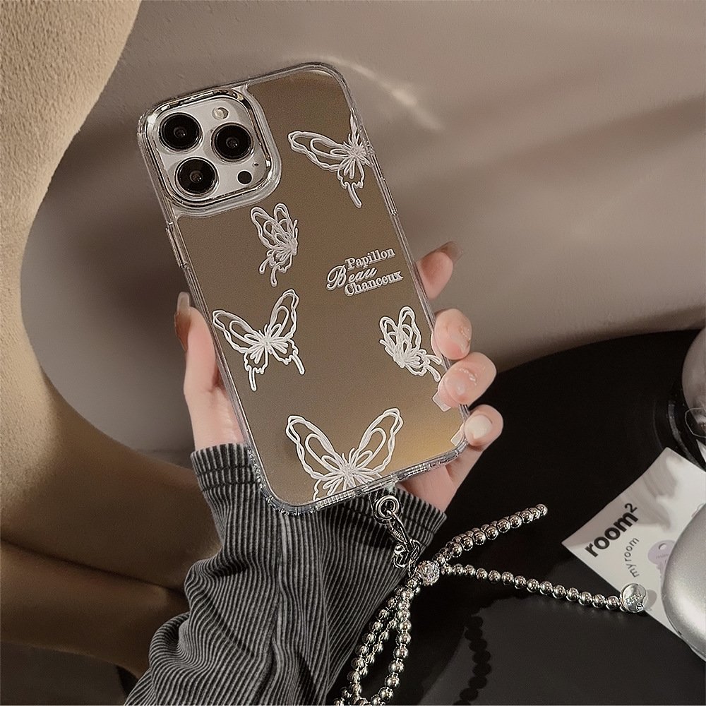 Top Seller New Designs Butterfly Shell Mobile Phone Case For Girls For Iphone 11 12 13 14 pro max With Chain