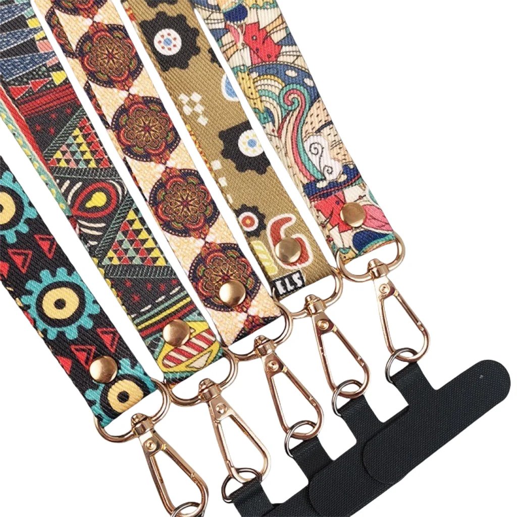 Mobile Phone Broadband Straps Long Painted Totem Lanyard Neck Band Shoulder Cord Anti Loss Rope Hang Retro Ethnic Style Strap