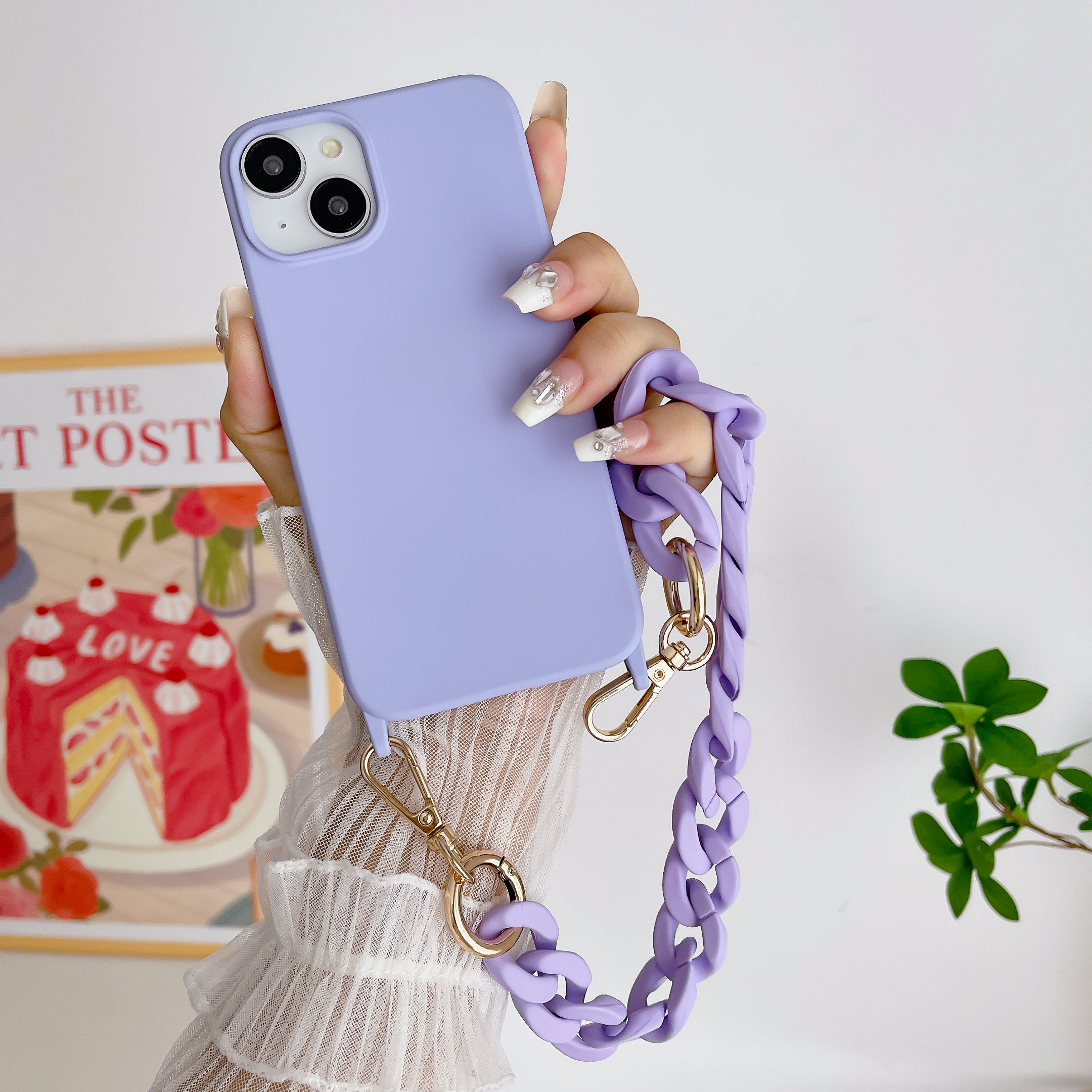 Matte acrylic bag chain bag strap acrylic chain shoulder strap resin mobile phone chain pendant necklace