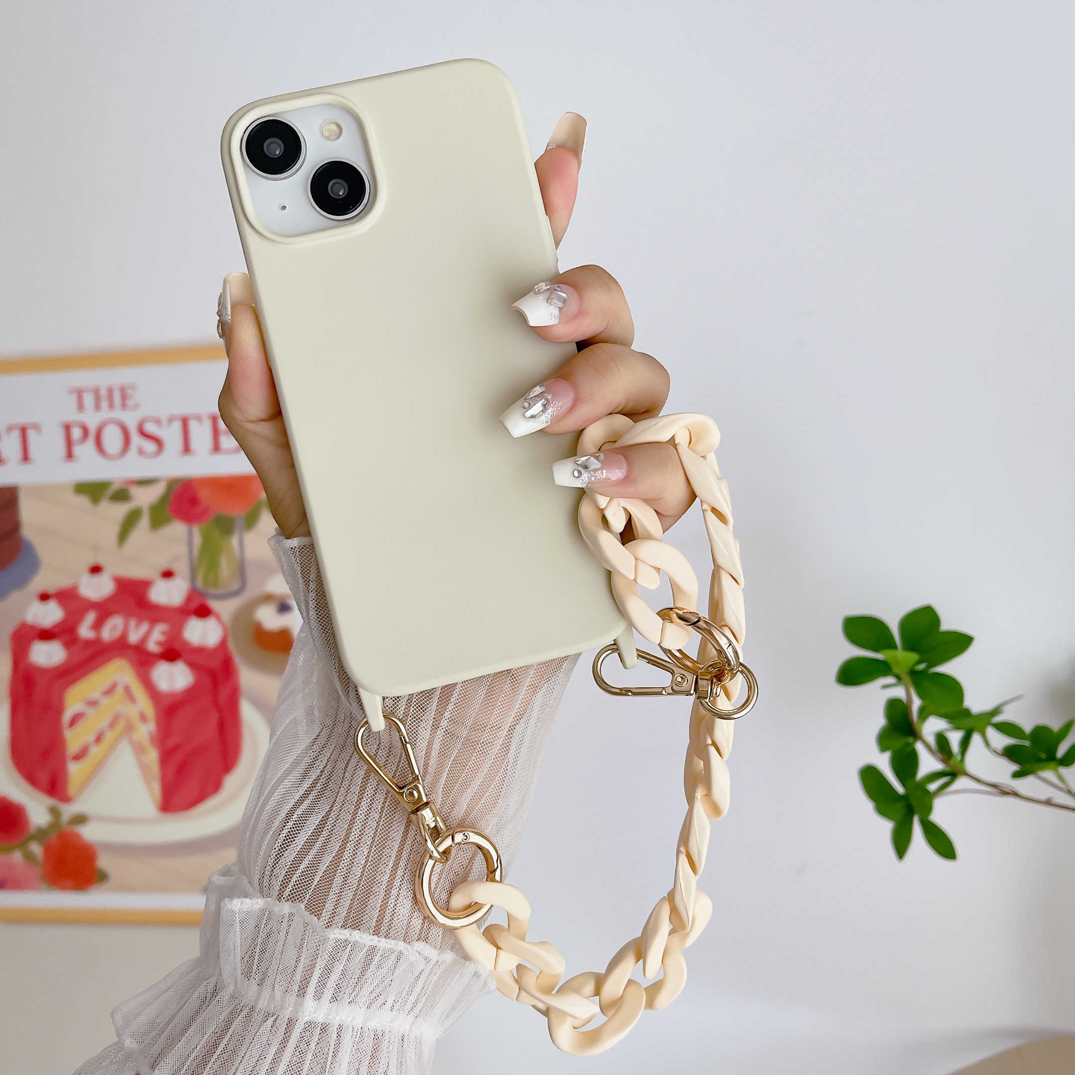 Matte acrylic bag chain bag strap acrylic chain shoulder strap resin mobile phone chain pendant necklace