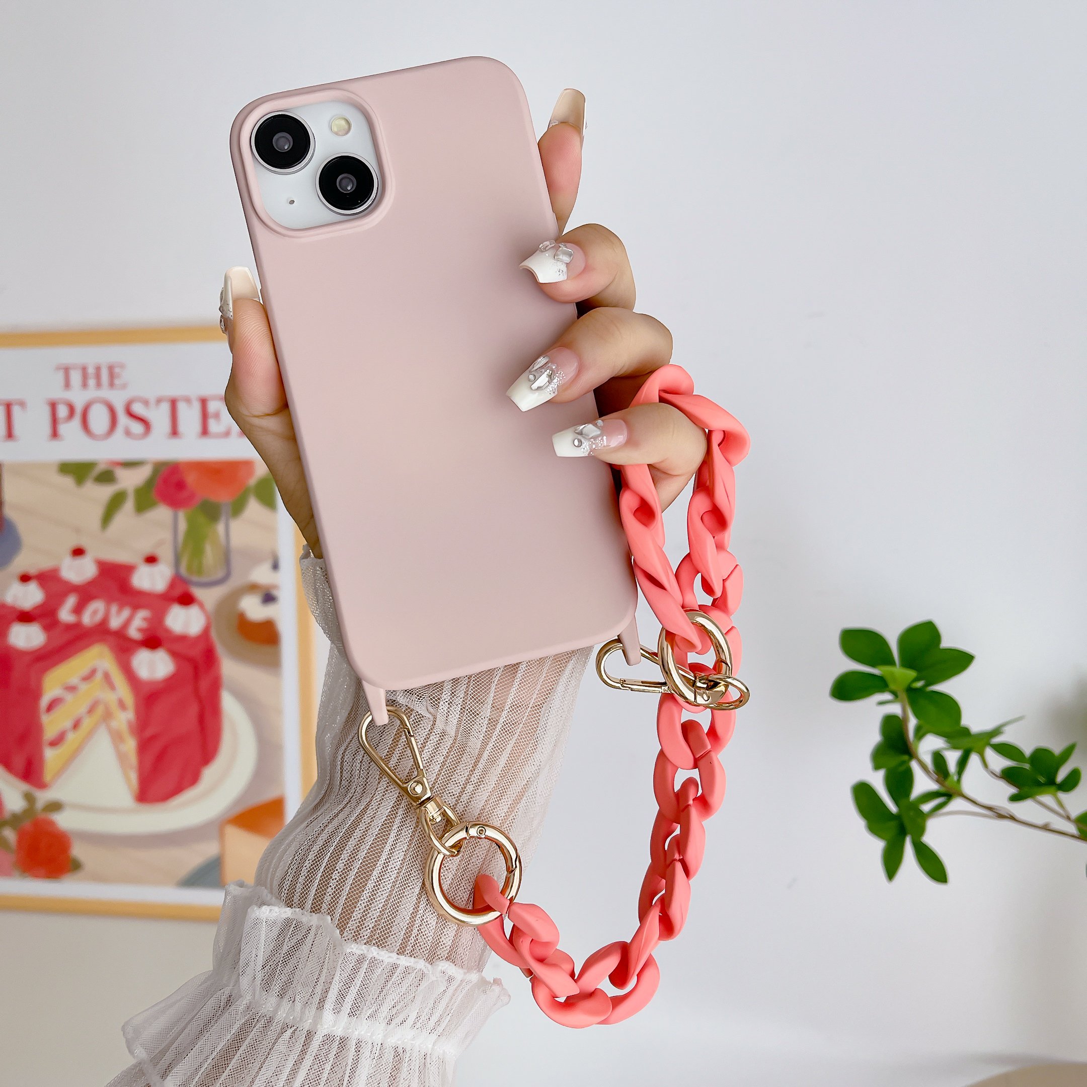 Matte acrylic bag chain bag strap acrylic chain shoulder strap resin mobile phone chain pendant necklace