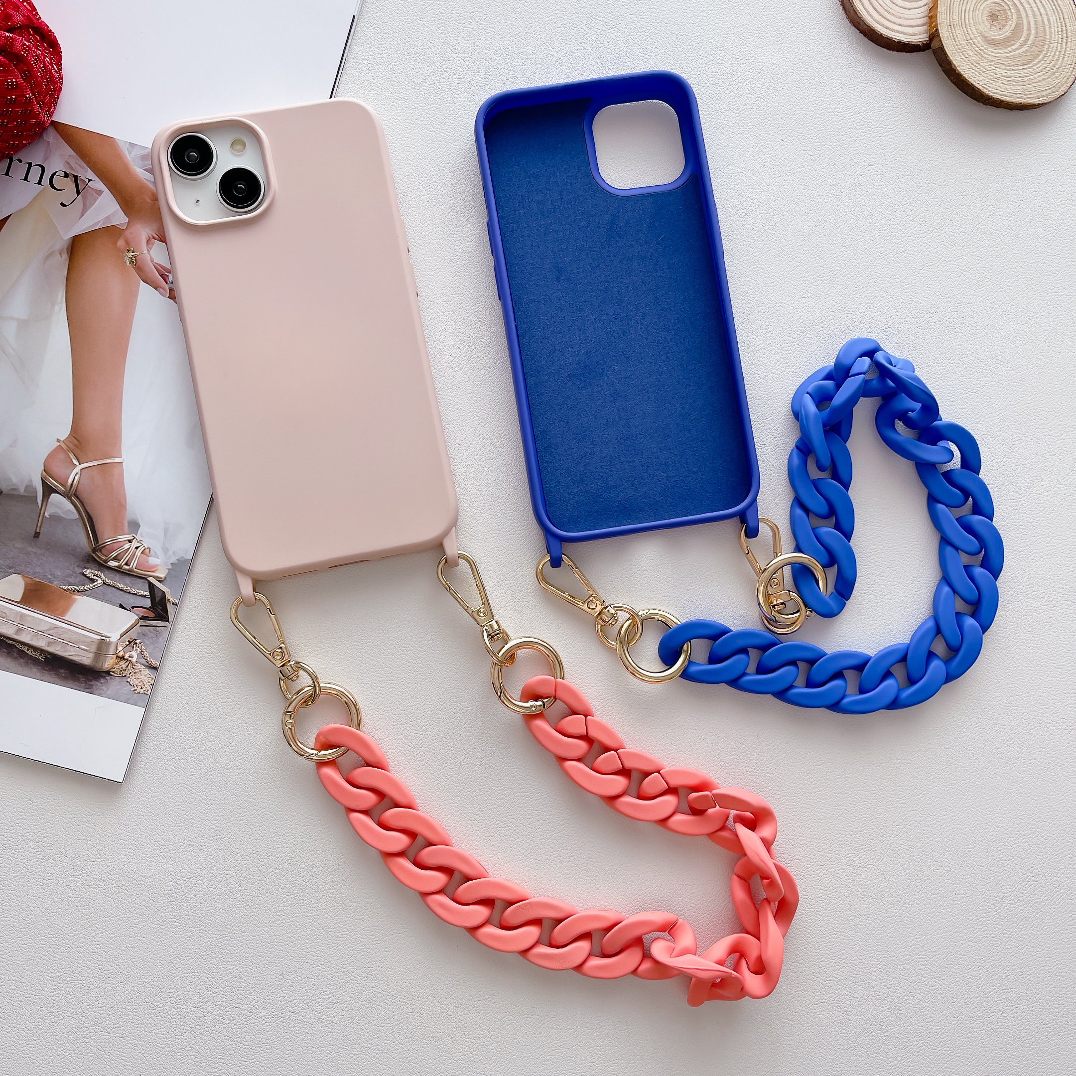 Matte acrylic bag chain bag strap acrylic chain shoulder strap resin mobile phone chain pendant necklace