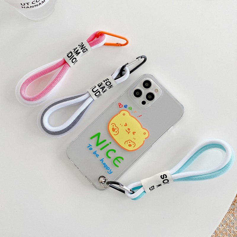 Handmade Men/Women Fluorescent Rope Mobile Phone Case Black White Pendant Decorative Bag Fluorescent Bulb Accessory Polyester