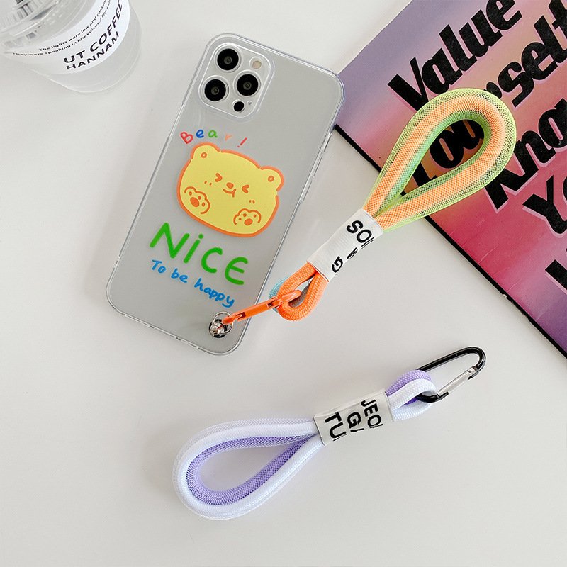 Handmade Men/Women Fluorescent Rope Mobile Phone Case Black White Pendant Decorative Bag Fluorescent Bulb Accessory Polyester