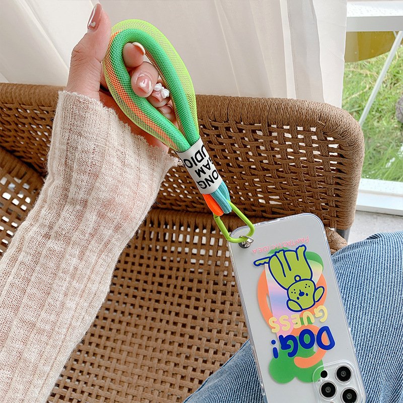 Handmade Men/Women Fluorescent Rope Mobile Phone Case Black White Pendant Decorative Bag Fluorescent Bulb Accessory Polyester