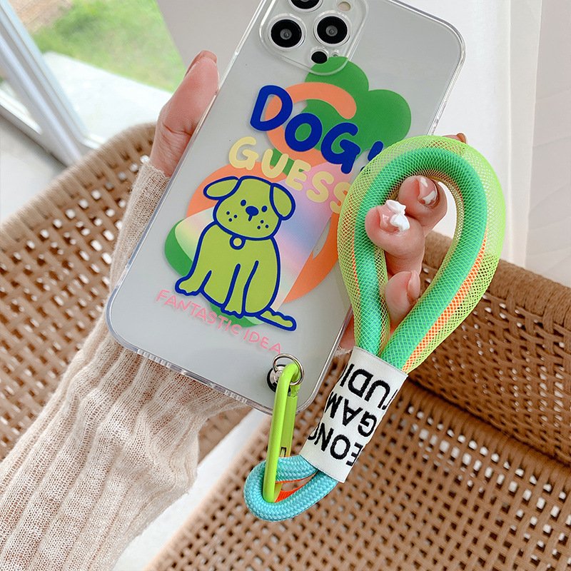 Handmade Men/Women Fluorescent Rope Mobile Phone Case Black White Pendant Decorative Bag Fluorescent Bulb Accessory Polyester