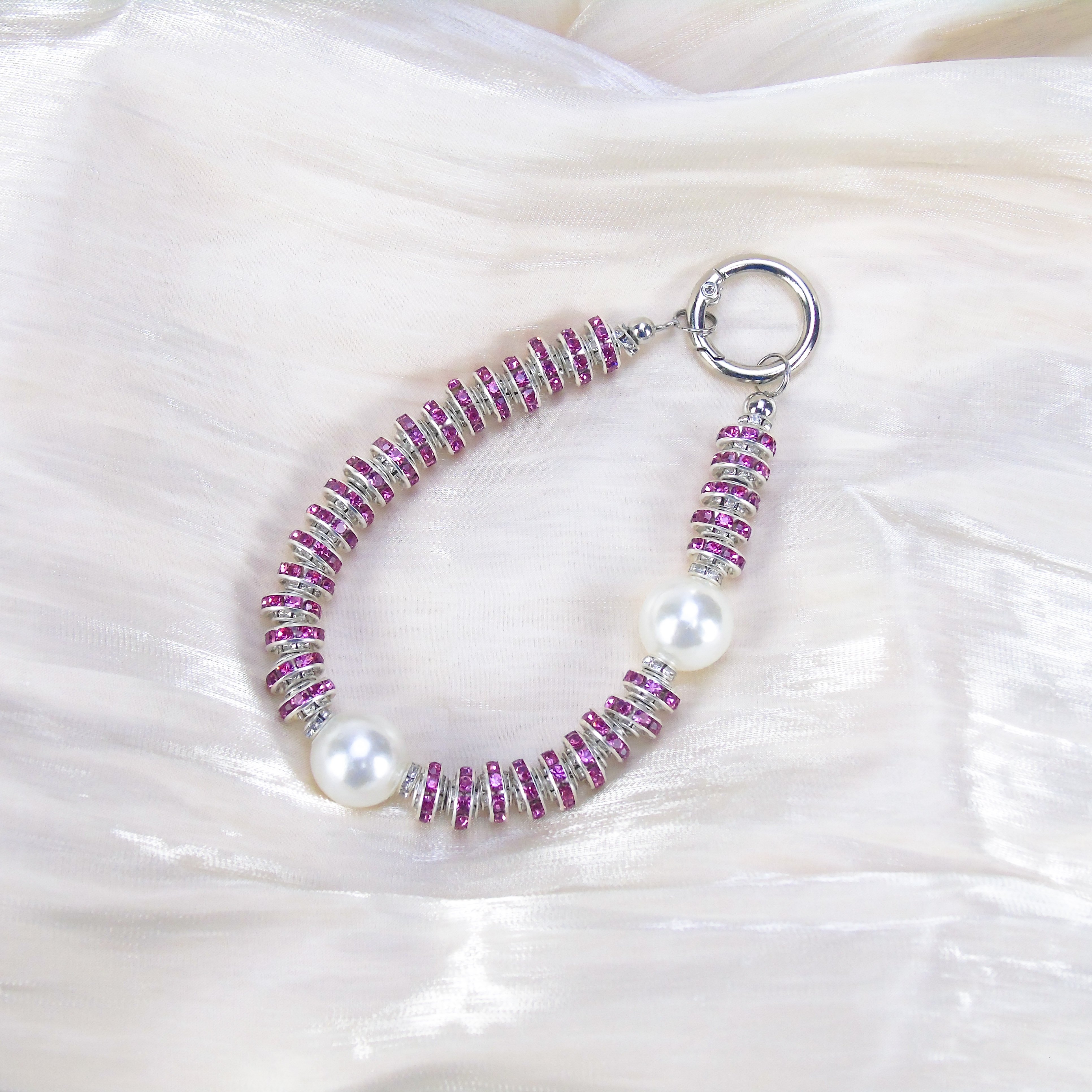 Wholesale Glitter Diamond Pearl Decoration For Phone Chain Delicate Crystal Beaded Wrist Bracelet Luxury Rhinestone Lanyard