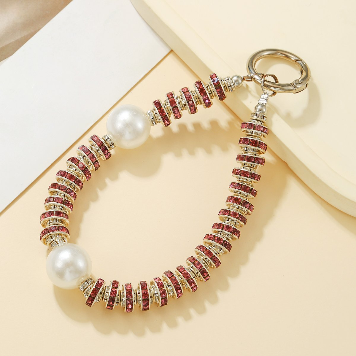 Wholesale Glitter Diamond Pearl Decoration For Phone Chain Delicate Crystal Beaded Wrist Bracelet Luxury Rhinestone Lanyard