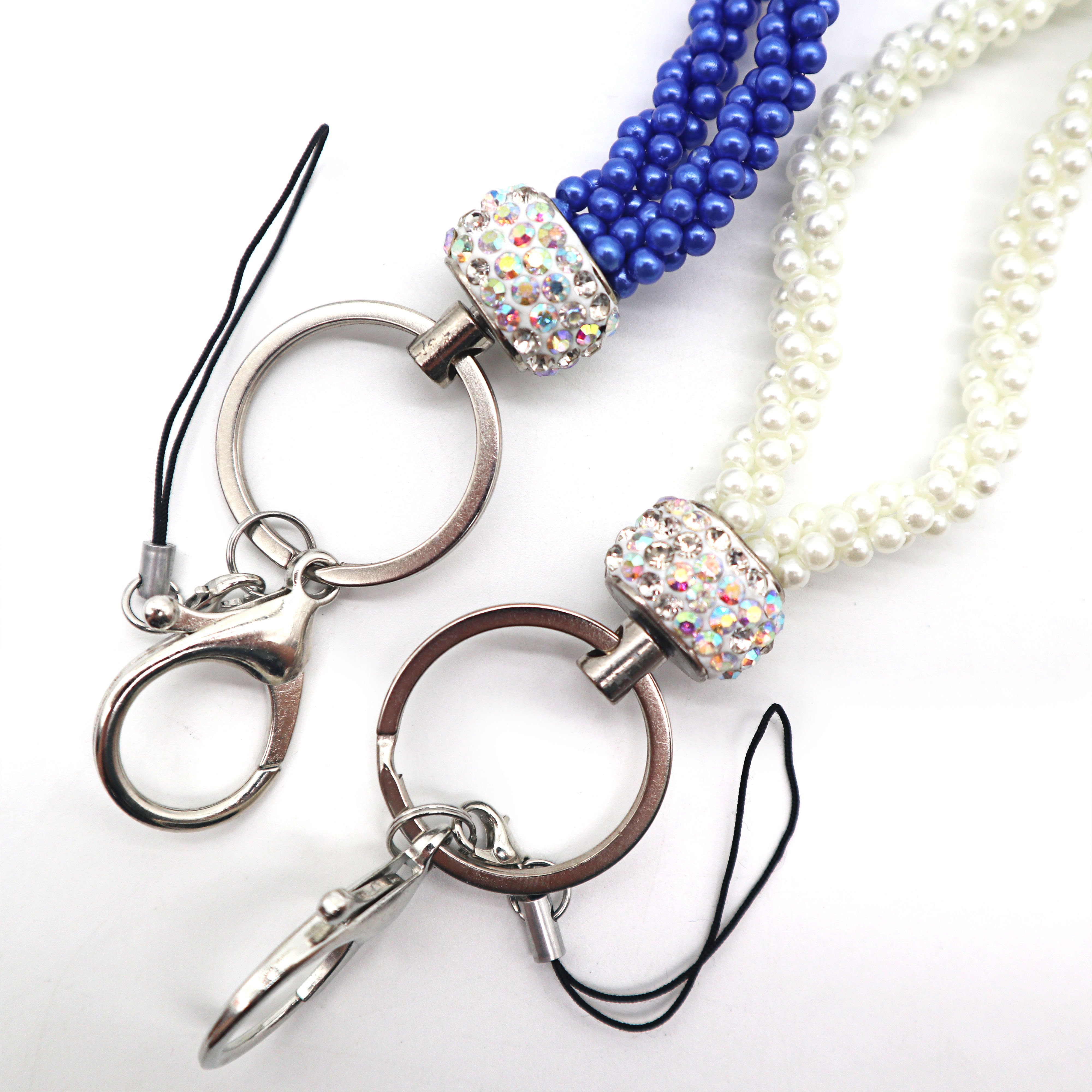 Royal blue strap lanyard bead lanyard for mobile phone chain teacher Pearl Lanyard