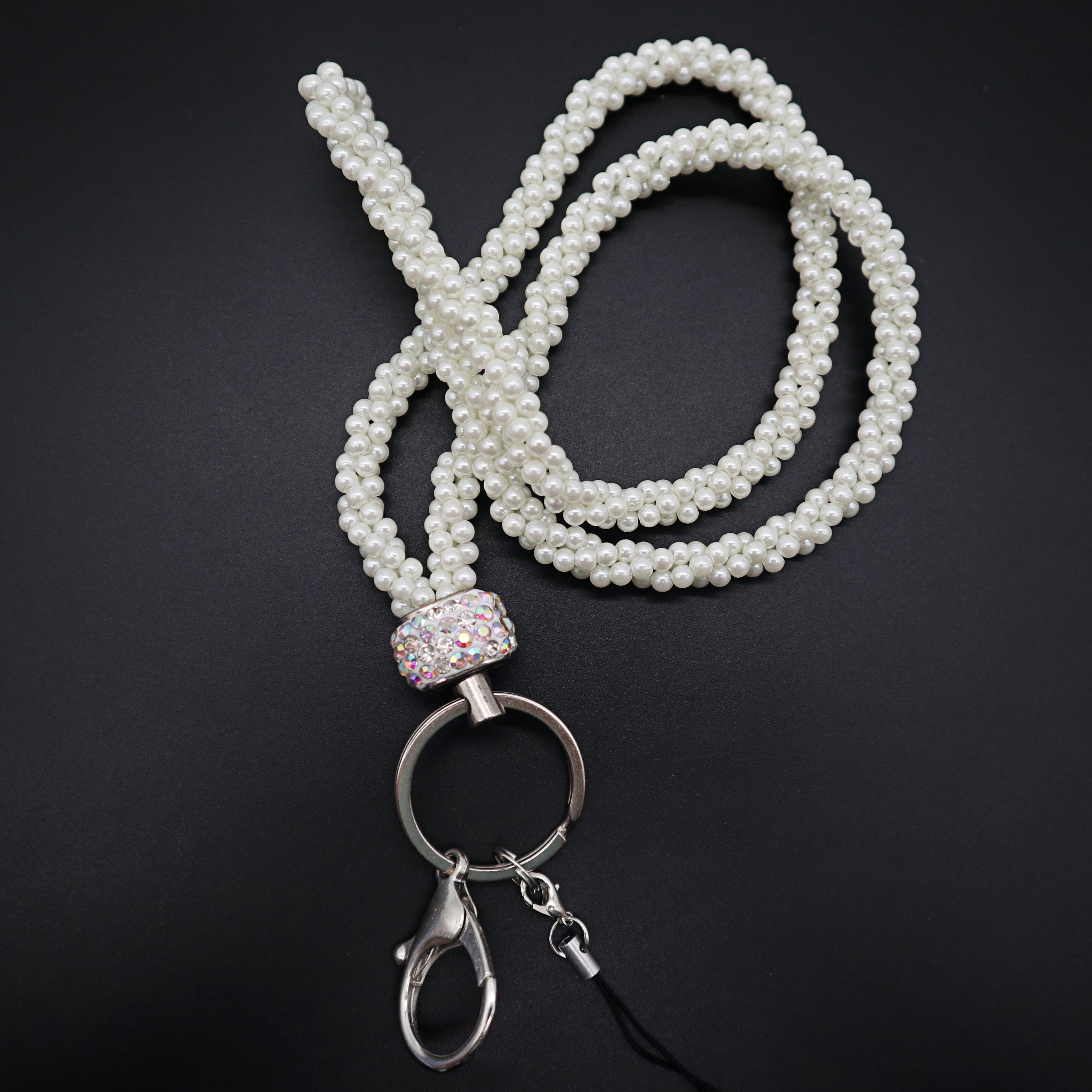 Royal blue strap lanyard bead lanyard for mobile phone chain teacher Pearl Lanyard