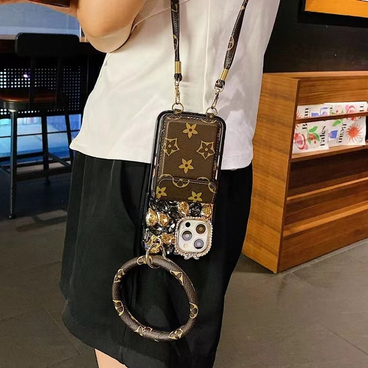 Leather patterned lower diagonal with diamond Case for iphone 15 pro trending products 14 13 12 11 luxury ins Card Holder cover