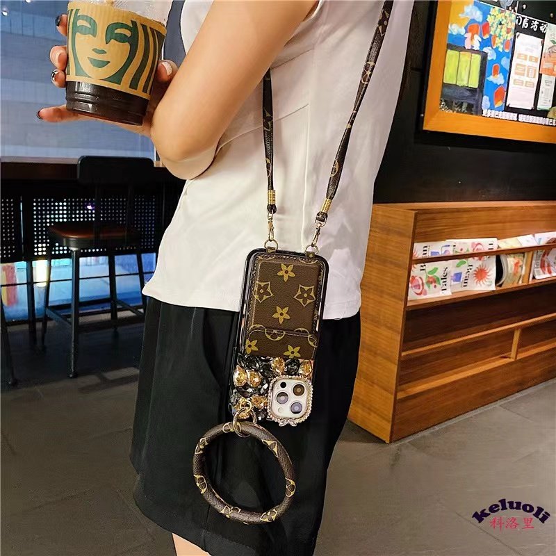 Leather patterned lower diagonal with diamond Case for iphone 15 pro trending products 14 13 12 11 luxury ins Card Holder cover