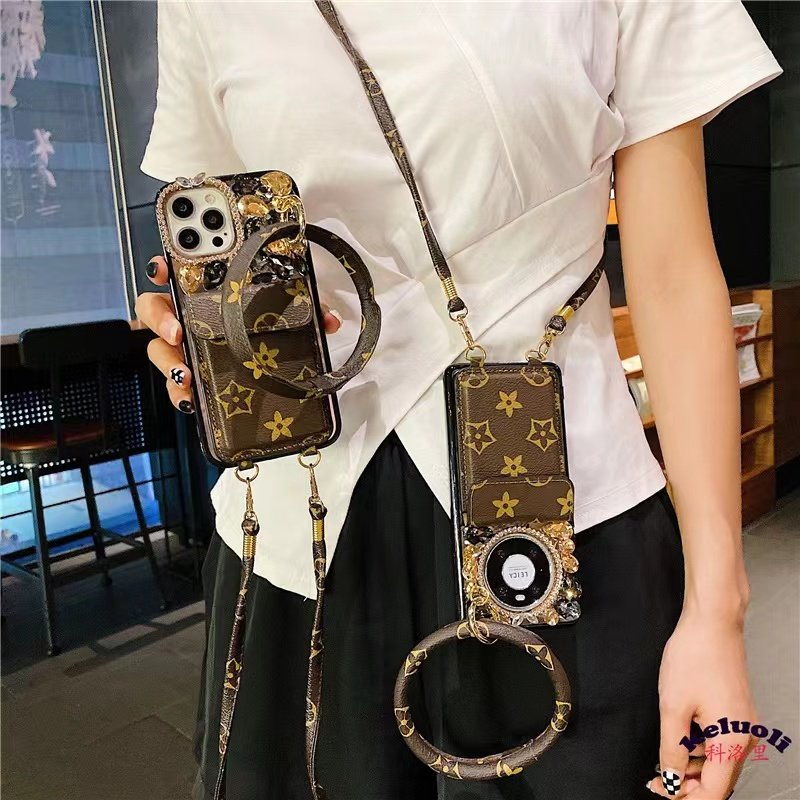 Leather patterned lower diagonal with diamond Case for iphone 15 pro trending products 14 13 12 11 luxury ins Card Holder cover