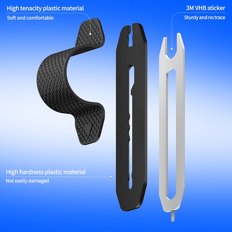 Eco-friendly universal unbreakable anti-fall convenient black TPU+PC push pull finger strap phone ring holder for mobile phone