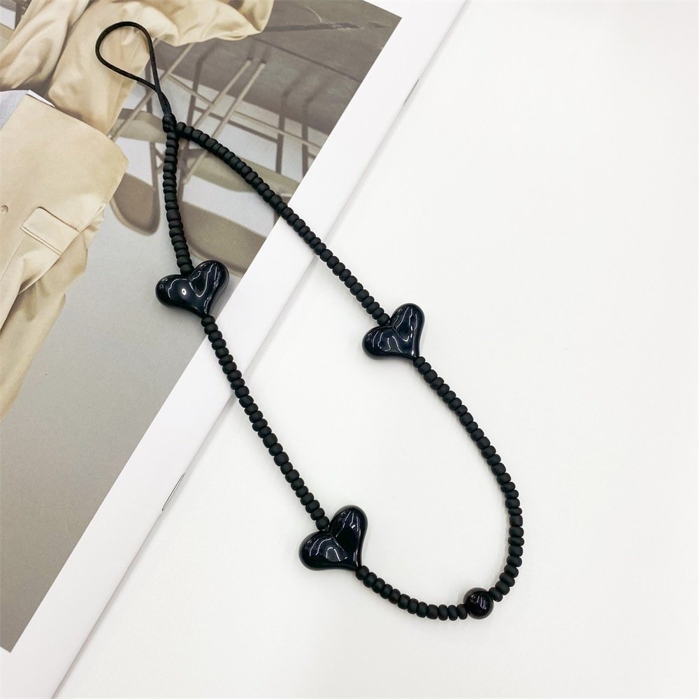 KKBEAD Sen is a pure black high grade Korean mobile phone chain acrylic love anti-loss mobile phone rope