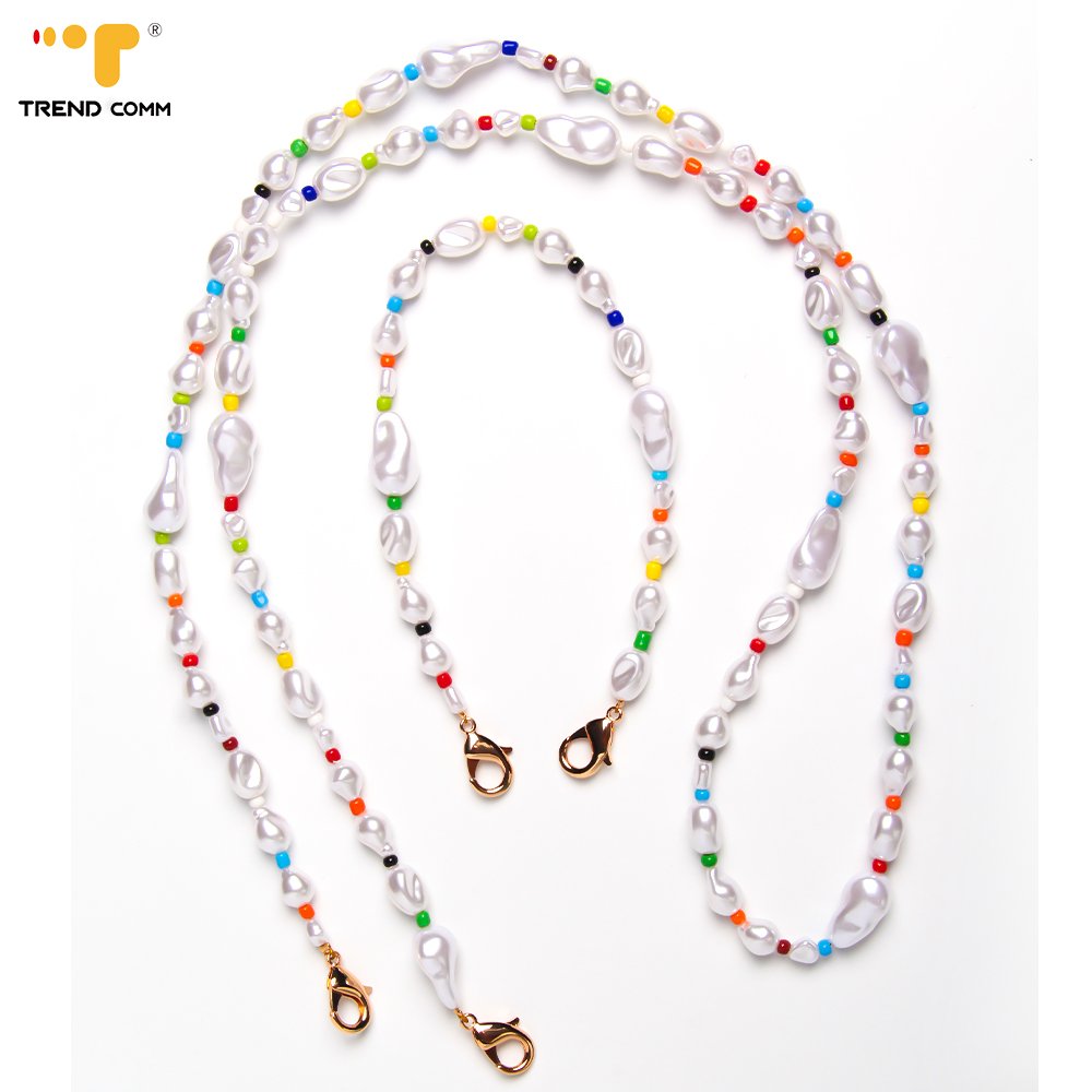 Gold Clip and Go Mobile Phone Strap Lanyard Beaded Pearl Crossbody Phone Strap with Anti-Lost Feature Hang around Neck
