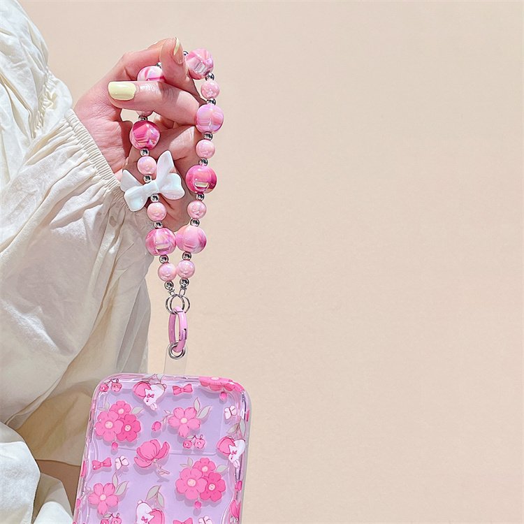 Fashion Girl Colorful Butterfly Crystal Acrylic Handmade Beaded Mobile Phone Chains Lanyard Wrist Straps