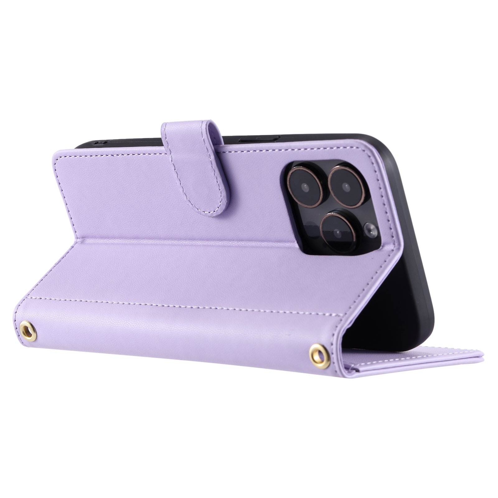 Luxury Sheep Wallet Leather Mobile Phone Bags For IPhone 15 14 13 Pro Max Strap Diamond Phone Stand Cover