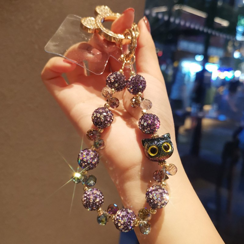 full diamond large ball bracelet lashings women's light luxury ins style wrist mobile phone bracelet hanging high-end bracelet