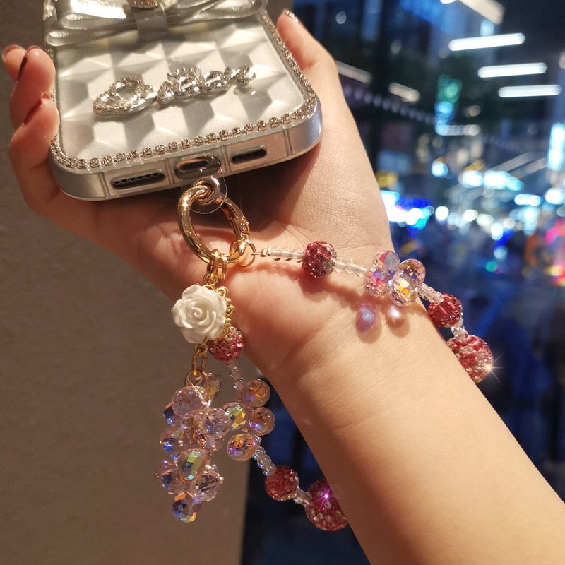 full diamond large ball bracelet lashings women's light luxury ins style wrist mobile phone bracelet hanging high-end bracelet