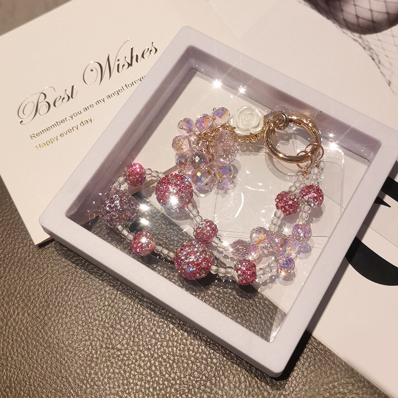 full diamond large ball bracelet lashings women's light luxury ins style wrist mobile phone bracelet hanging high-end bracelet