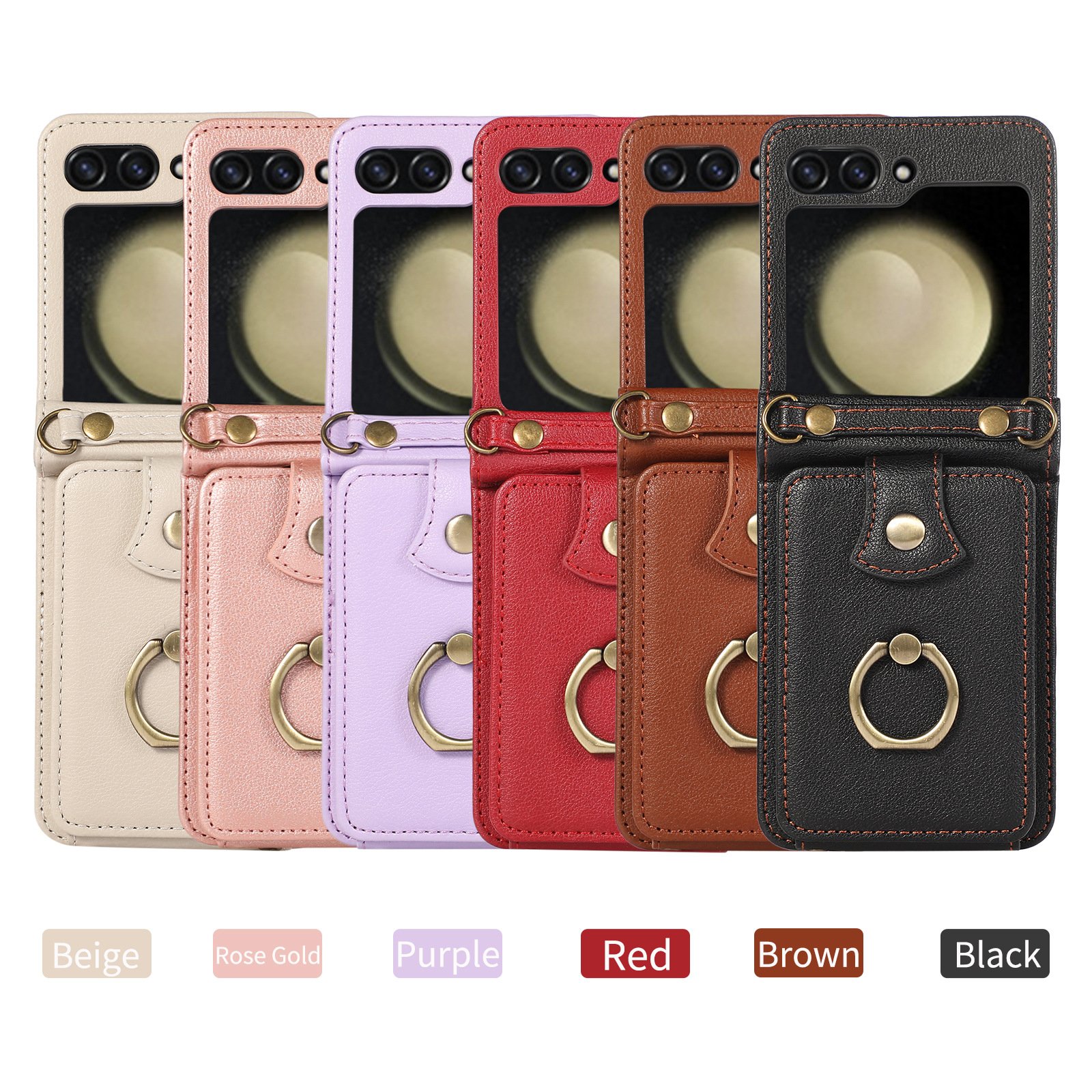 Trendy Multifunction Crossbody Folding Leather Finger Ring Clip Holder Phone Case With Wallet Card Bag For Samsung Z Flip6 5 4 3