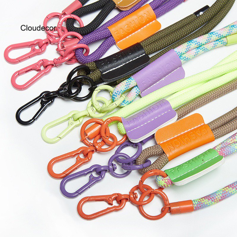 Color Hardware Nylon Mobile Phone Necklace Straps Sturdy Camera Smartphone Lanyard Neck Strap Long Cell Phone Strap Black Patch