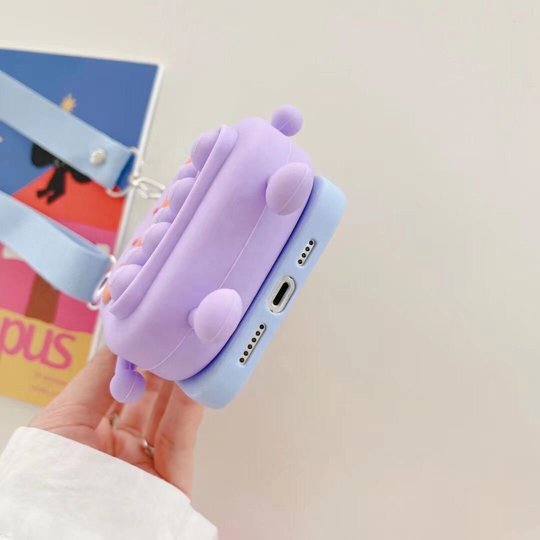 MOKO ISO BSCI shockproof Cartoon Frog Back Cover Silicone Purse Crossbody Strap Phone Case for Iphone 1112 Mini 13 14 Pro Max Xs