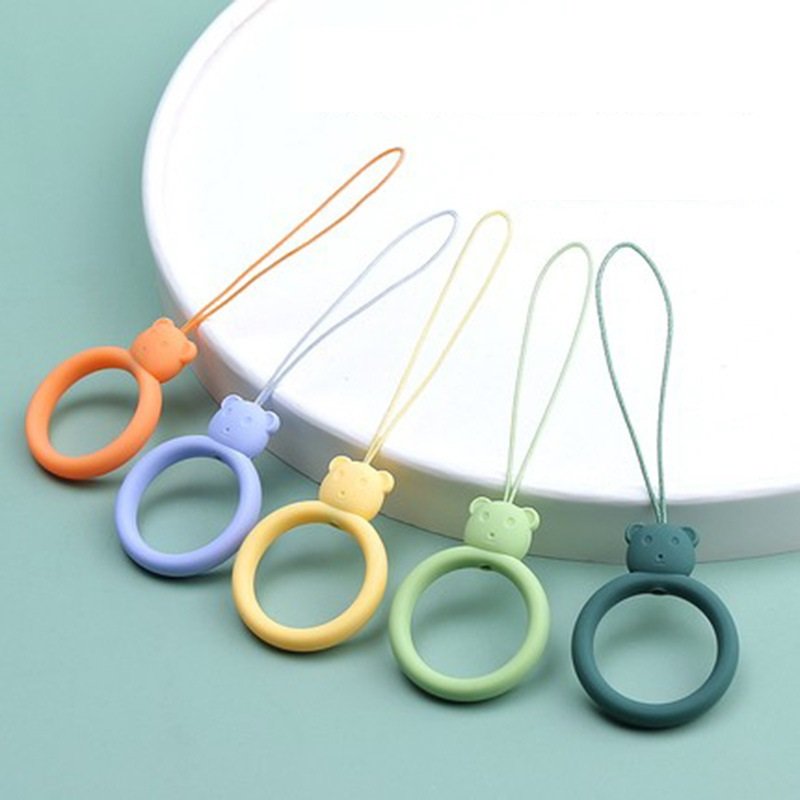 Bear liquid silicone ring mobile phone lanyard U disk hanging rope short liquid finger mobile phone safety lanyard