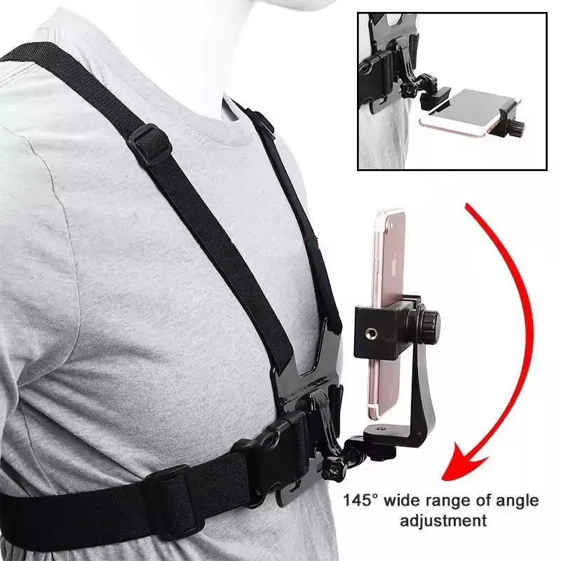 6 in 1 Adjustable Elastic Cell Phone Quick Clip Mobile Phone Holder Action Camera Chest Strap Mount Harness for GoPro 12 11 10 9