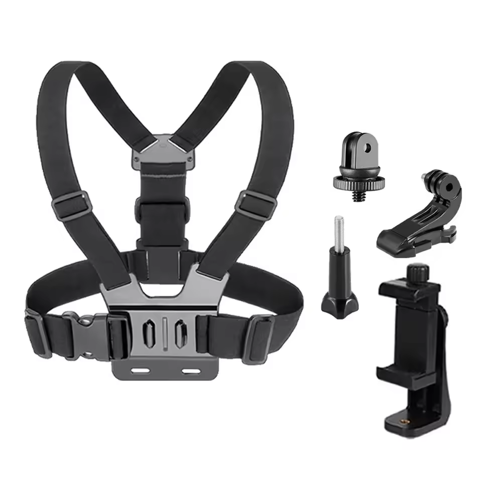 6 in 1 Adjustable Elastic Cell Phone Quick Clip Mobile Phone Holder Action Camera Chest Strap Mount Harness for GoPro 12 11 10 9